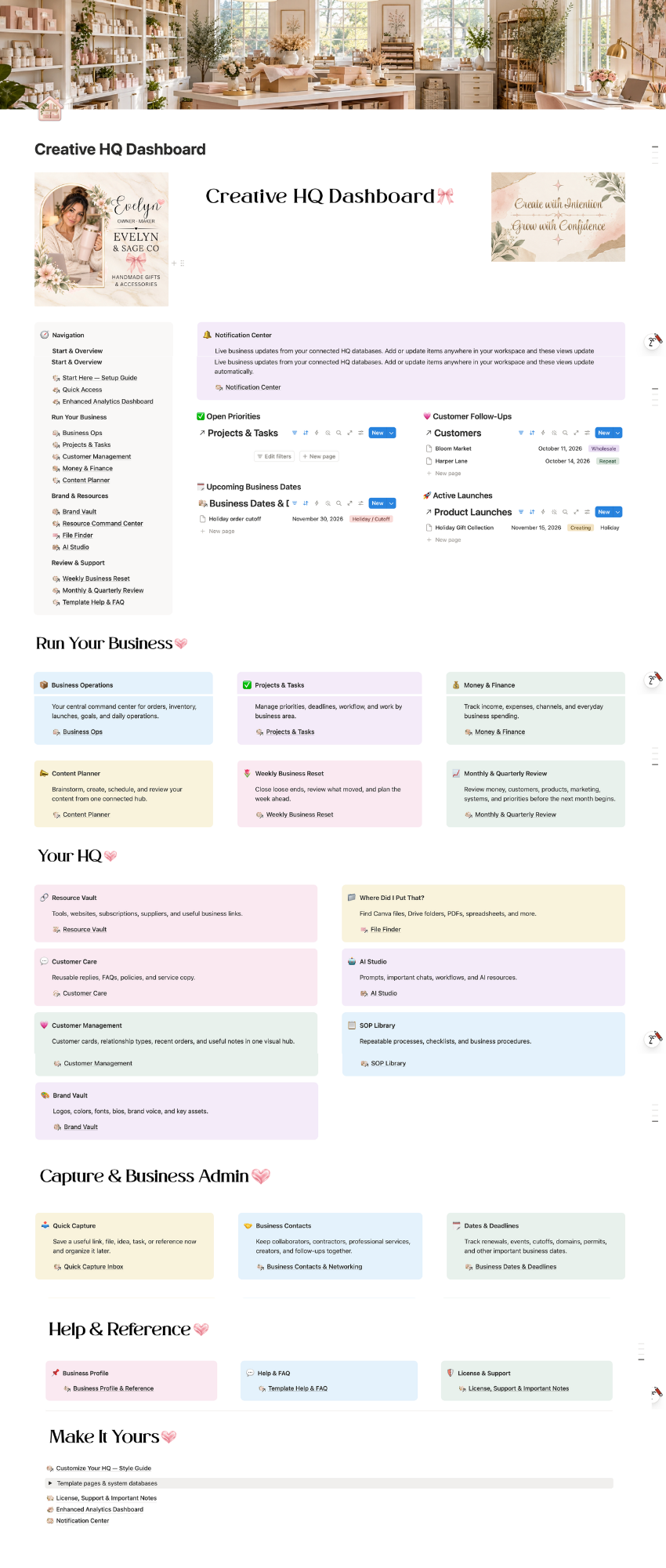 Creative HQ Dashboard in Notion