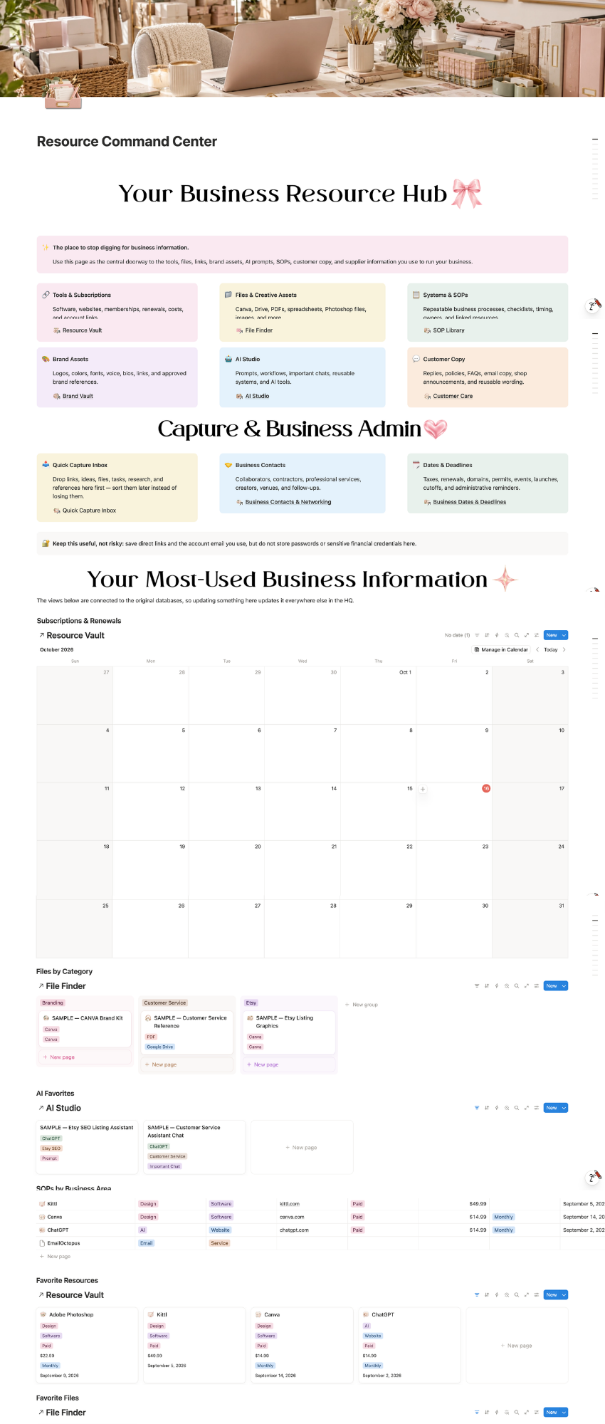 Resource Command Center page